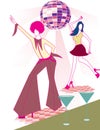Illustration of disco dancers with vintage clothes