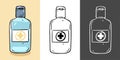 Illustration of a disinfectant gel bottle. Color options