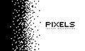 Illustration disintegrates or dissolves on the pixel pattern. Vector concept of technology. Place for text. Monochrome style.