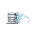 Illustration displaying the concept of cloud computing. On the left, a series of stacke Royalty Free Stock Photo
