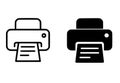 Printer illustration, black and white, outline and silhouette versions Royalty Free Stock Photo
