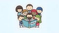 Knowledge Sharing Diverse Group Reading Book Together Cartoon Royalty Free Stock Photo