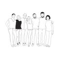 Illustration of diverse people arms around each other