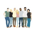 Illustration of diverse people with arms around each other