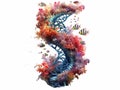 Illustration of DNA Gene of Marine fish in Word, isolated in white, Generated AI