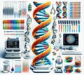 illustration of DNA genome decode on the Laboratorio genetica molecular. Generative Ai