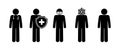 Illustration of a doctor, stick figure man icon, isolated pictograms of people at work, medical workers