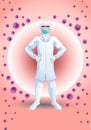 illustration of doctor wear ppe to fight corona virus