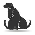 Illustration of a dog and a cat looking in one direction on a white background Royalty Free Stock Photo