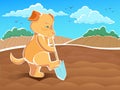 Illustration Dog - dig up seedbeds - bilding a path Royalty Free Stock Photo