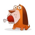 Illustration of a dog with a ham, funny vector caricature
