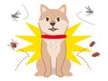 Illustration of a dog repelling pests on a white background Royalty Free Stock Photo