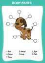 Illustration of dog vocabulary part of body Royalty Free Stock Photo