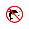 Forbidding Vector Signs or fishing is prohibited isolated with white background