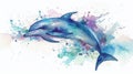 illustration of a dolphin jumping out the water ai generated Royalty Free Stock Photo