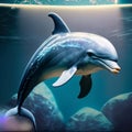 illustration of dolphin in the open sea , generated by AI Royalty Free Stock Photo