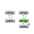 Illustration of donate buttons with hand interactions Royalty Free Stock Photo