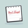 Dont forget written on note book Royalty Free Stock Photo