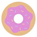 An illustration of a donut with icing and sprinkles