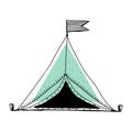 Illustration of Doodle of camping tent