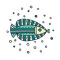 Doodle fish in circle shape