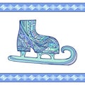 Illustration doodle Winter skates with boho pattern Royalty Free Stock Photo