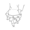 Illustration doodles hand drawn female and a male person holding hands