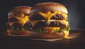 Double Beef Burger On Table created with Generative AI Technology