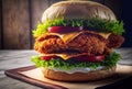 Illustration of double cheese burger, with light look delicious