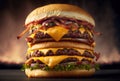 Illustration of double cheese burger, with light look delicious