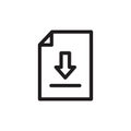 Illustration of a download document icon, symbolizing file transfer and data acquisition in a minimalist design Royalty Free Stock Photo