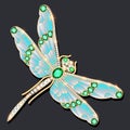 dragonfly brooch made of gold with precious stones