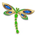 dragonfly brooch made of gold with precious stones