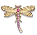 dragonfly brooch made of gold with precious stones