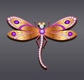 dragonfly brooch made of gold with precious st