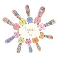 Kokeshi stick cute circle thank you