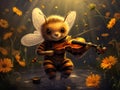 Bee playing violin  Made With Generative AI illustration Royalty Free Stock Photo