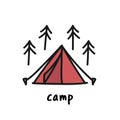 Illustration drawing style of camping icons collection Royalty Free Stock Photo