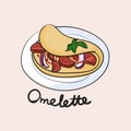 Illustration drawing style of omelette