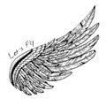 Illustration drawing style vintage vector wing