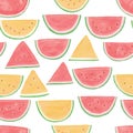 Watercolor watermelon red yellow seamless pattern Royalty Free Stock Photo