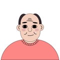 illustration drawn abstract bald elderly man in a sweater, design for any business