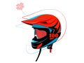 This illustration drew a cool bicycle helmet and protective glasses