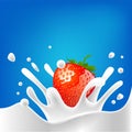 Illustration drops milk strawberry splash dairy cream