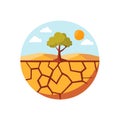 Illustration of drought, cracked earth and tree symbolising environmental problems Royalty Free Stock Photo