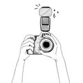 Illustration of DSLR camera isolated on white