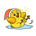 Illustration of Duckling Falls Cartoon, Cute Cartoon Funny Character with, Flat Design Royalty Free Stock Photo