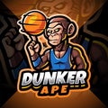 Dunker ape esport mascot logo design Royalty Free Stock Photo