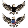 Illustration of eagle with american flag. Design element for poster, flyer, emblem, sign. Royalty Free Stock Photo