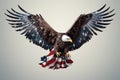 Illustration of an eagle on the background of the American flag closeup. Ai generation Royalty Free Stock Photo